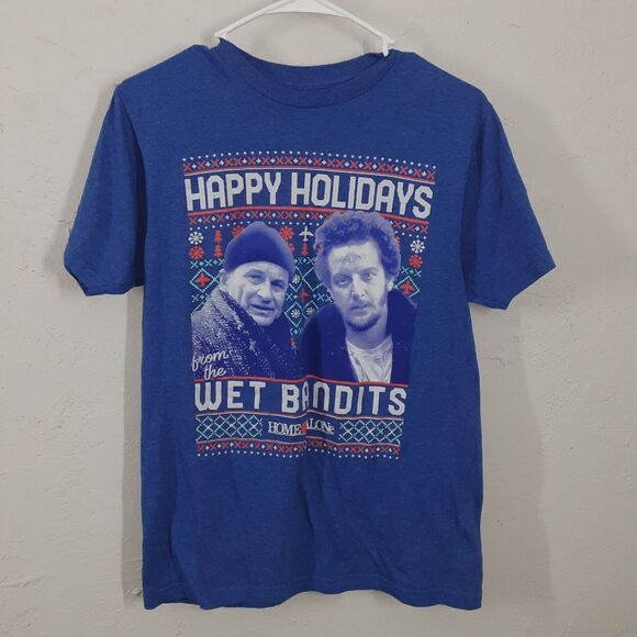 Home Alone T-Shirt The Wet Bandits Blue Short Sleeve Adult Mens M Medium - Picture 2 of 6